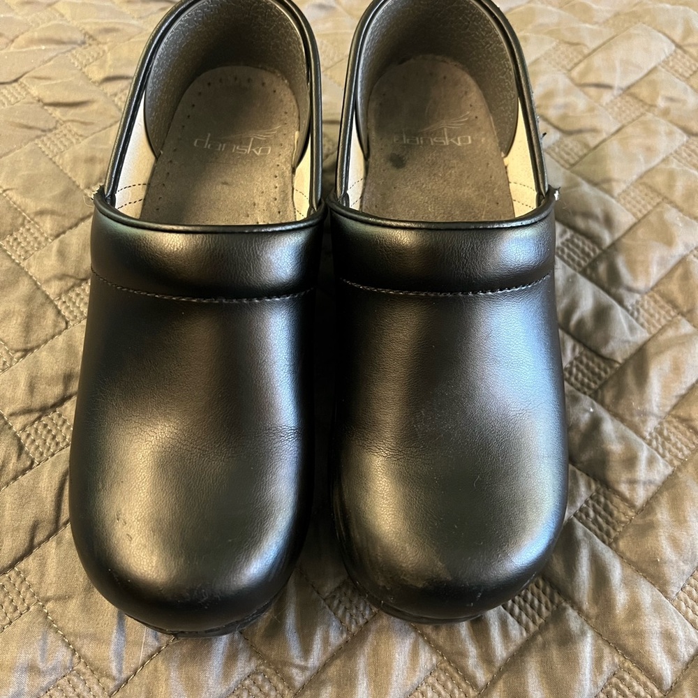 Dansko Shiny Black Leather Clogs